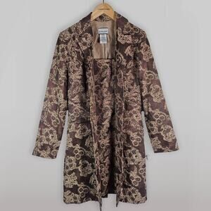 Size 8 VTG Vintage 2 Piece Dress & Coat 90s Set Brown Paisley Jacket & Cocktail